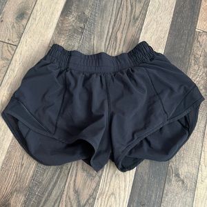 Size 2 black lululemon hotty hot shorts